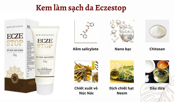 Kem làm sạch da Eczestop có chứa các thành phần thiên nhiên, an toàn cho da